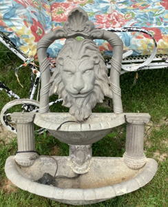 Vintage cast metal Lion Head water fountain