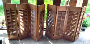 Vintage pair Wood wooden Shutters Set Louvered 8 panels