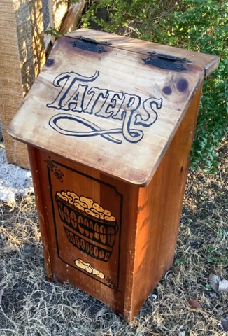 Vintage wood wooden  Potatoes Taters 'N Onions Wooden Storage Bin Farmhouse
