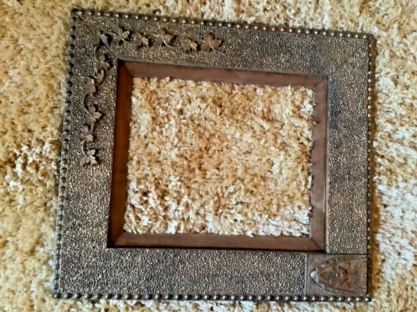 Vtg Antique Gold Gesso carved  Picture Ornate Wood wooden rectangular